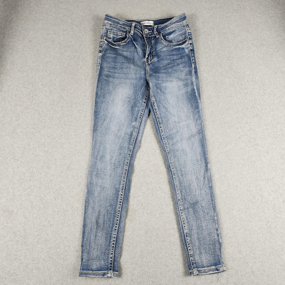 Thread & Others Jeans Women 3/26 Blue Denim Whiskered Cotton Stretch Medium Wash